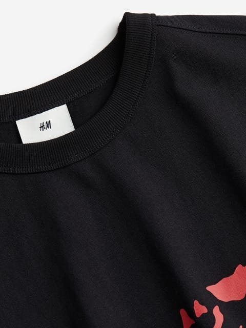 H&M Pure Cotton Loose Fit Printed T-shirt