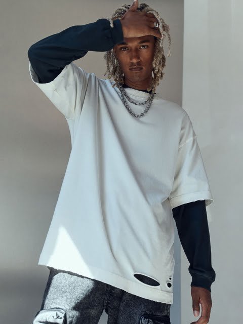 H&M Pure Cotton Oversized Fit Worn-Look T-Shirt