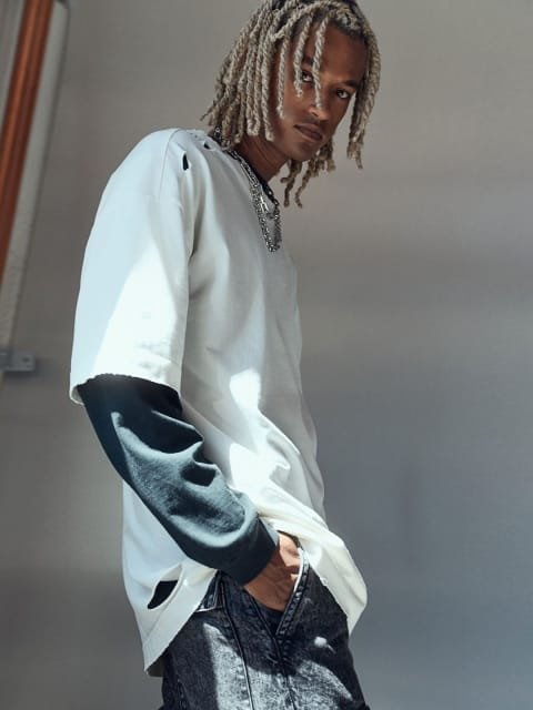 H&M Pure Cotton Oversized Fit Worn-Look T-Shirt
