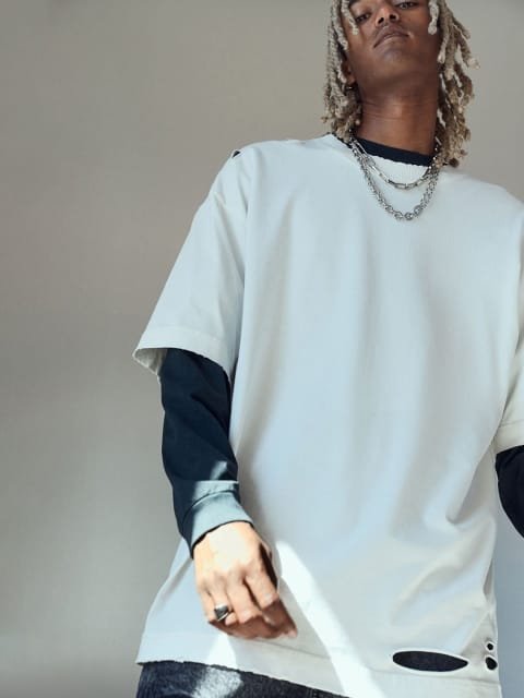 H&M Pure Cotton Oversized Fit Worn-Look T-Shirt