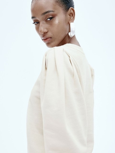H&M Pure Cotton Puff-Sleeved Sweatshirt