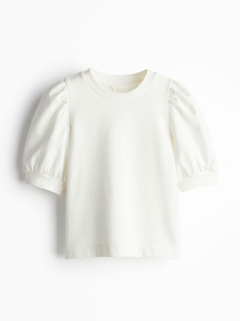 H&M Pure Cotton Puff-Sleeved Top