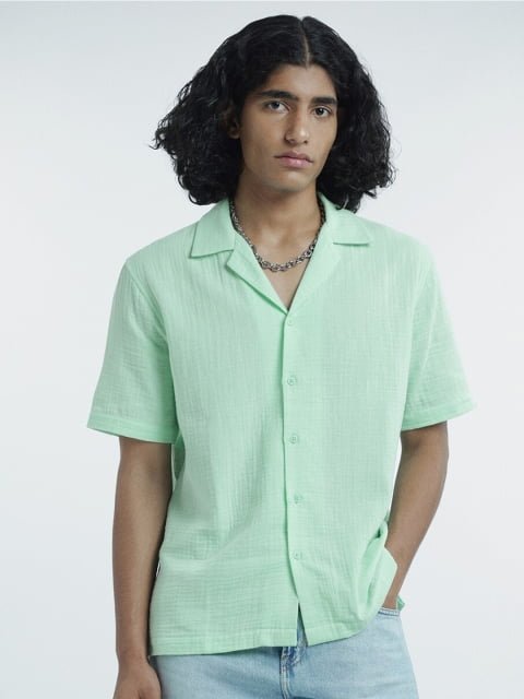 H&M Pure Cotton Regular Fit Muslin Resort Shirt