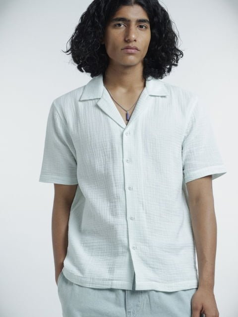 H&M Pure Cotton Regular Fit Muslin Resort Shirt