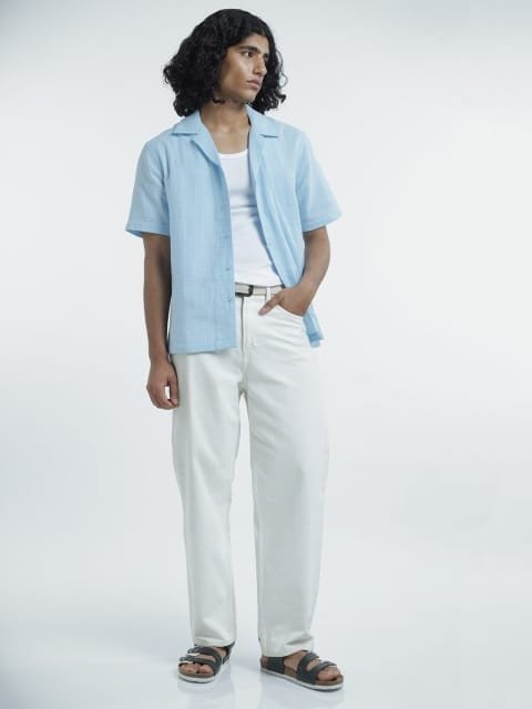 H&M Pure Cotton Regular Fit Muslin Resort Shirt