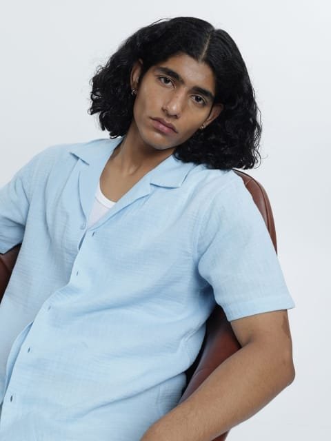H&M Pure Cotton Regular Fit Muslin Resort Shirt