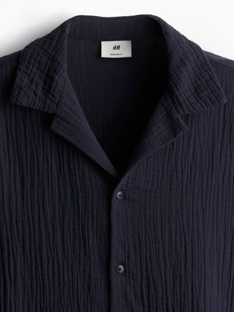 H&M Pure Cotton Regular-Fit Muslin Resort Shirt
