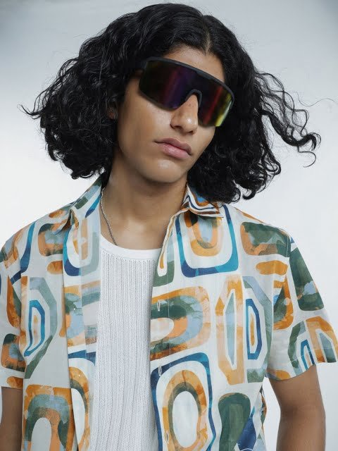 H&M Pure Cotton Relaxed Fit Half Sleeve Printed Shirt