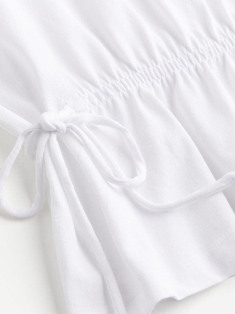 H&M Pure Cotton Tie-Detail Top