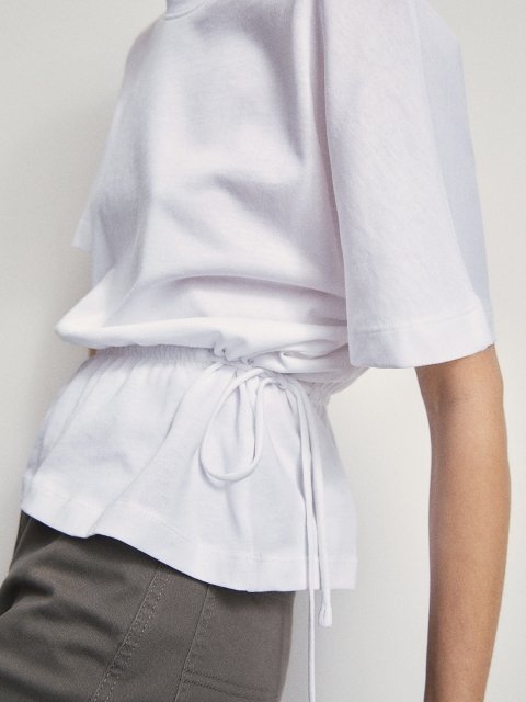 H&M Pure Cotton Tie-Detail Top