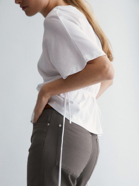 H&M Pure Cotton Tie-Detail Top