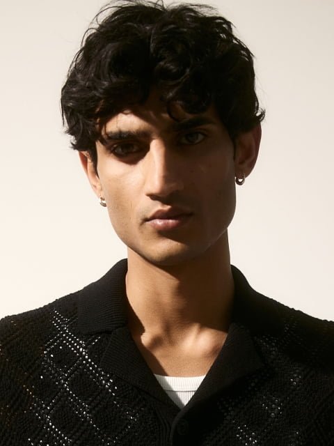 H&M Regular Fit Crochet-Look Resort Shirt
