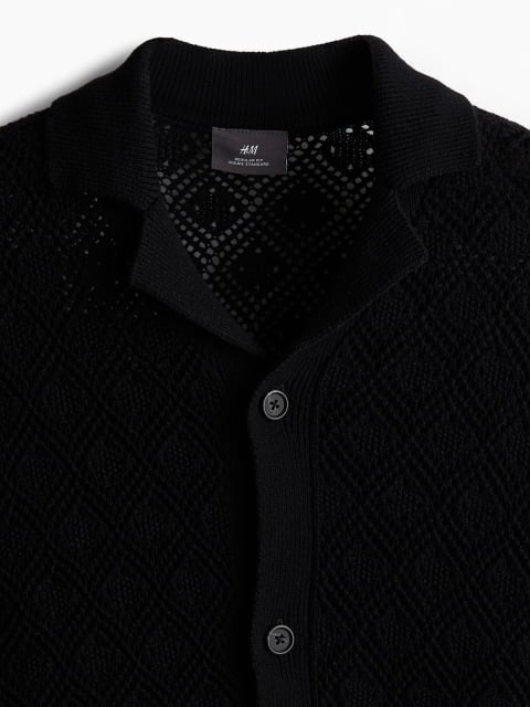 H&M Regular Fit Crochet-Look Resort Shirt