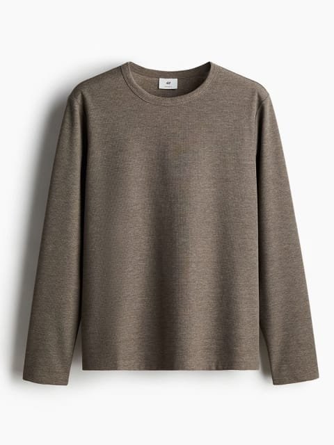 H&M Regular Fit Long-Sleeved Waffled Top