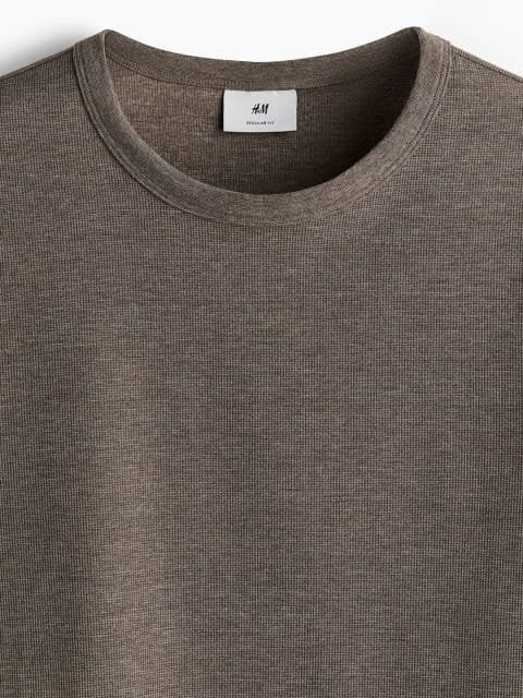 H&M Regular Fit Long-Sleeved Waffled Top