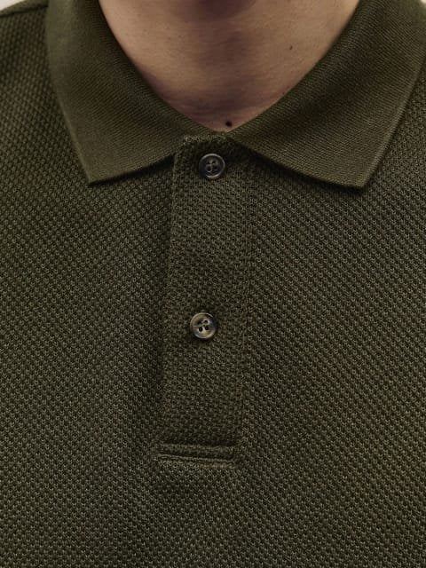 H&M Regular Fit Textured-Knit Polo T-Shirt