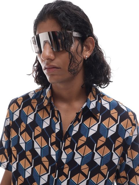 H&M Relaxed Fit Half Sleeve Printed Shirt