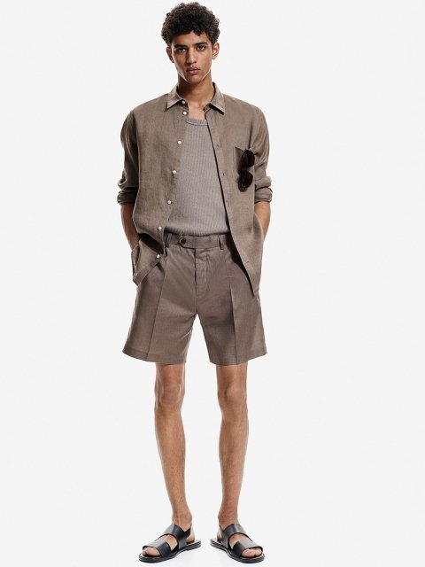 H&M Relaxed Fit Tailored Linen Shorts