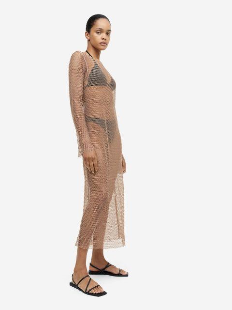 H&M Rhinestone-Embellished Net Dress