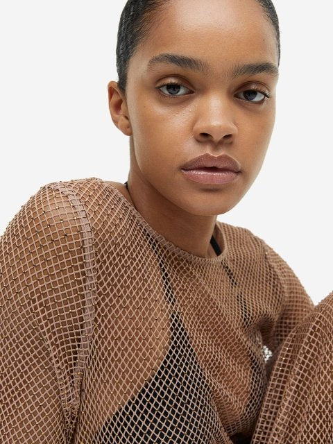 H&M Rhinestone-Embellished Net Dress