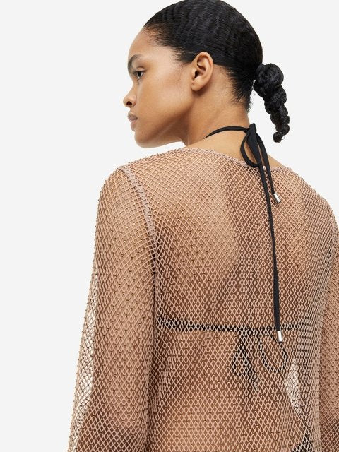 H&M Rhinestone-Embellished Net Dress