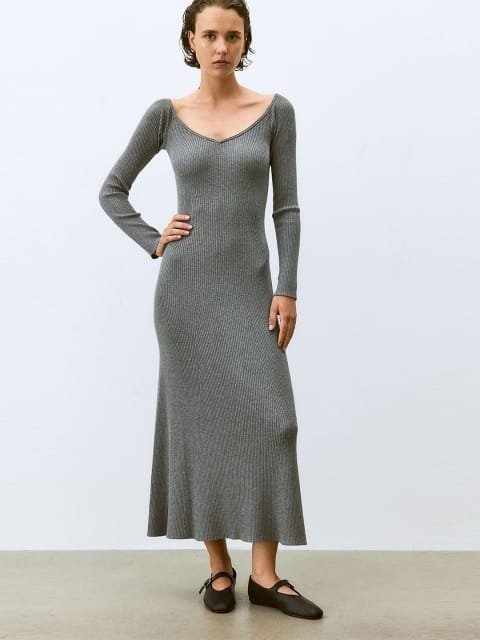 H&M Rib-Knit Off-The-Shoulder Dress