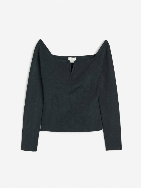 H&M Rib-Knit Off-The-Shoulder Top