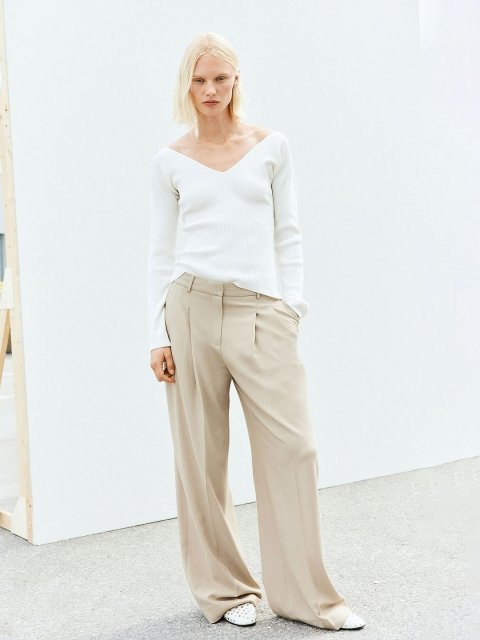 H&M Rib-Knit V-Neck Top