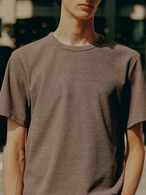 H&M Rib-Trimmed Neck Waffled T-Shirt