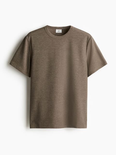 H&M Rib-Trimmed Neck Waffled T-Shirt
