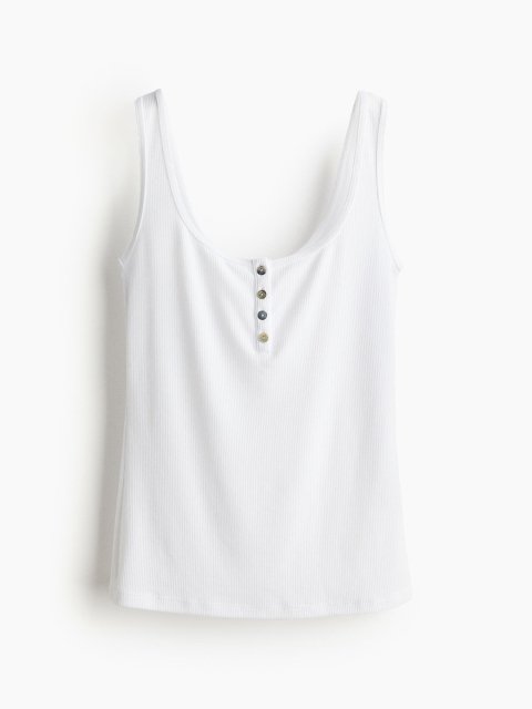 H&M Ribbed Button-Top Vest Top
