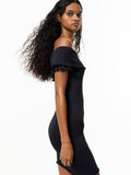 H&M Ribbed Off Shoulder Mini Dress