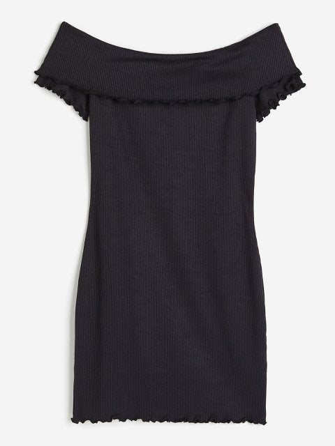 H&M Ribbed Off Shoulder Mini Dress