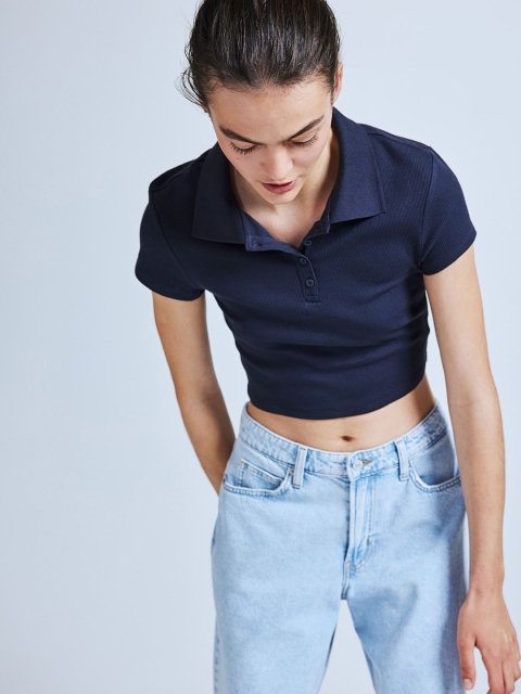 H&M Ribbed Polo Shirt
