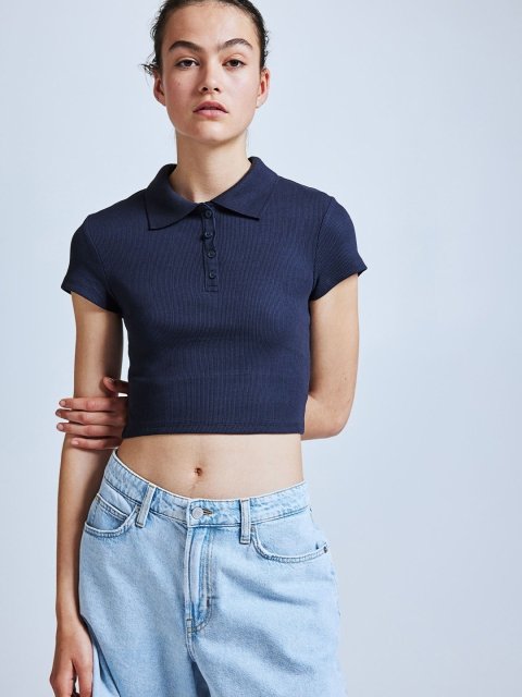 H&M Ribbed Polo Shirt