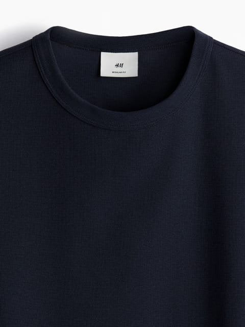 H&M Round Neck Waffled T-Shirt
