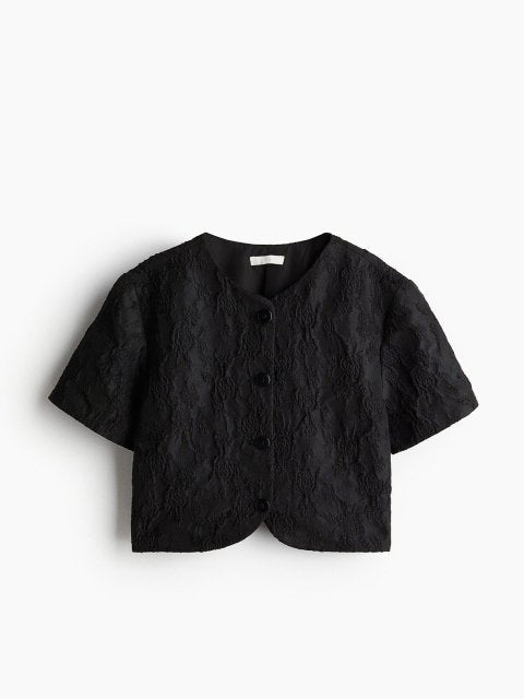 H&M Self Design Cropped Top