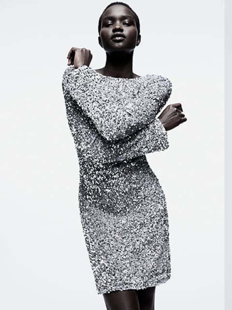 H&M Sequined Deep-Back Dress