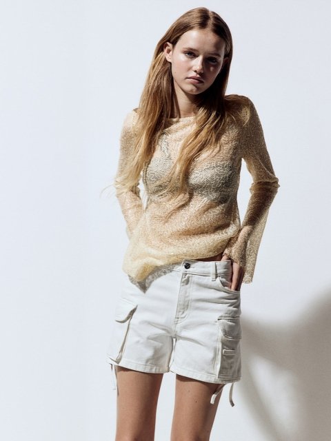 H&M Sequined Mesh Top