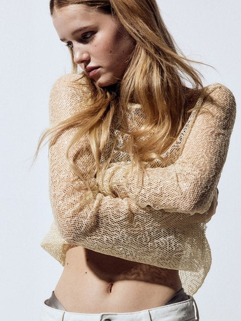 H&M Sequined Mesh Top