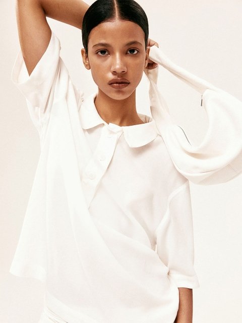 H&M Sheer Crape Polo Shirt