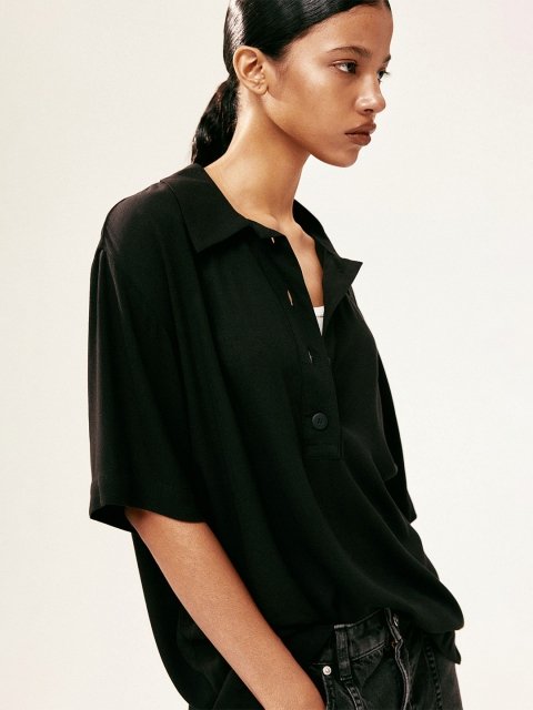 H&M Sheer Crape Polo Shirt