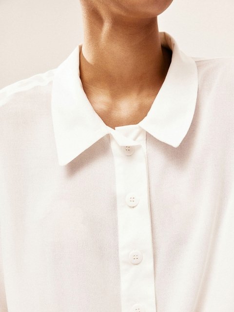 H&M Sheer Crape Polo Shirt