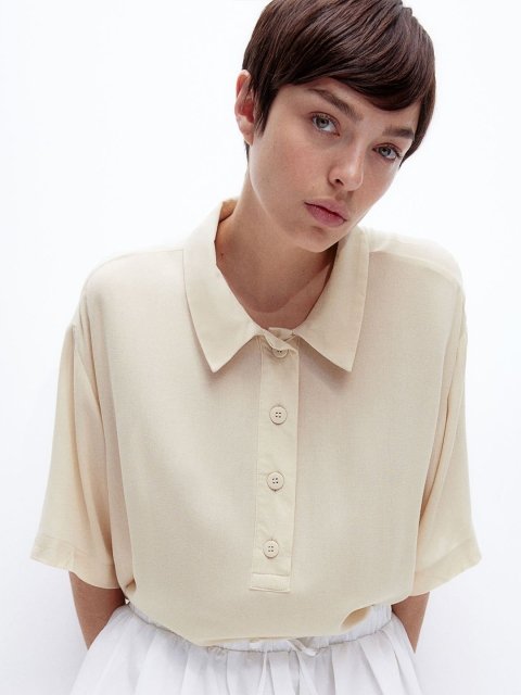 H&M Sheer Crepe Polo Shirt