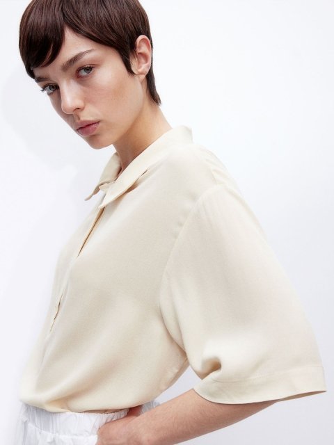 H&M Sheer Crepe Polo Shirt