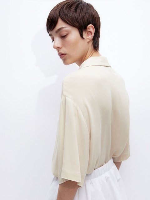 H&M Sheer Crepe Polo Shirt