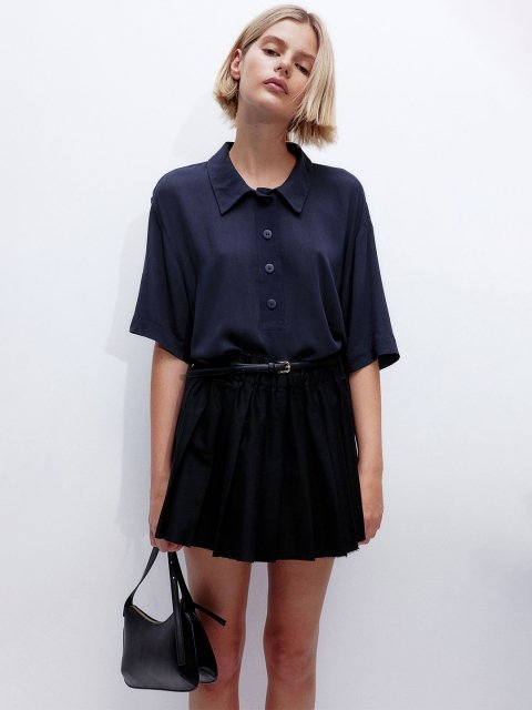 H&M Sheer Crepe Polo Shirt