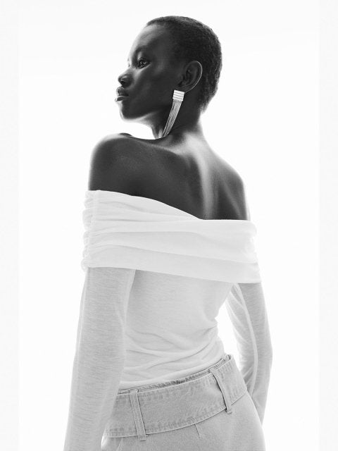 H&M Sheer Off-The-Shoulder Top