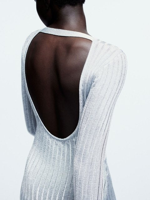 H&M Shimmering Open-Back Dress