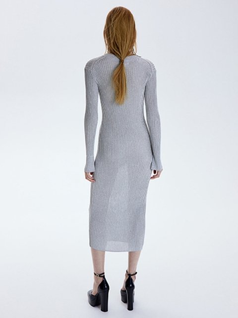 H&M Shimmering Rib-Knit Dress